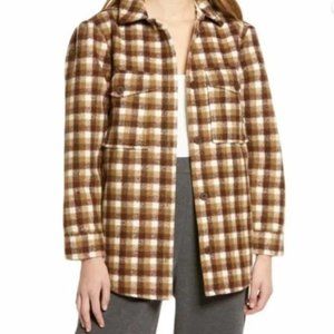 NWT Treasure & Bond Plaid Puff Sleeve Shacket